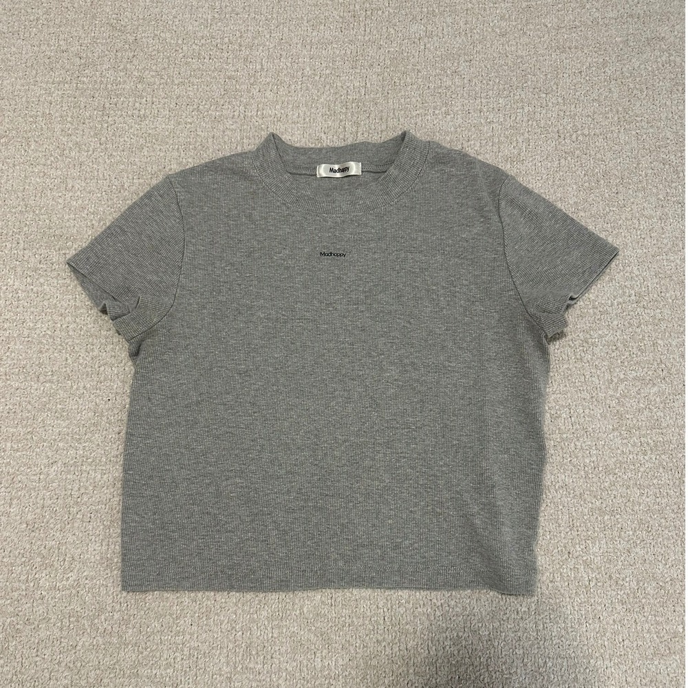 Madhappy Women's Classic Ribbed Baby Tee size XL in Heather Grey